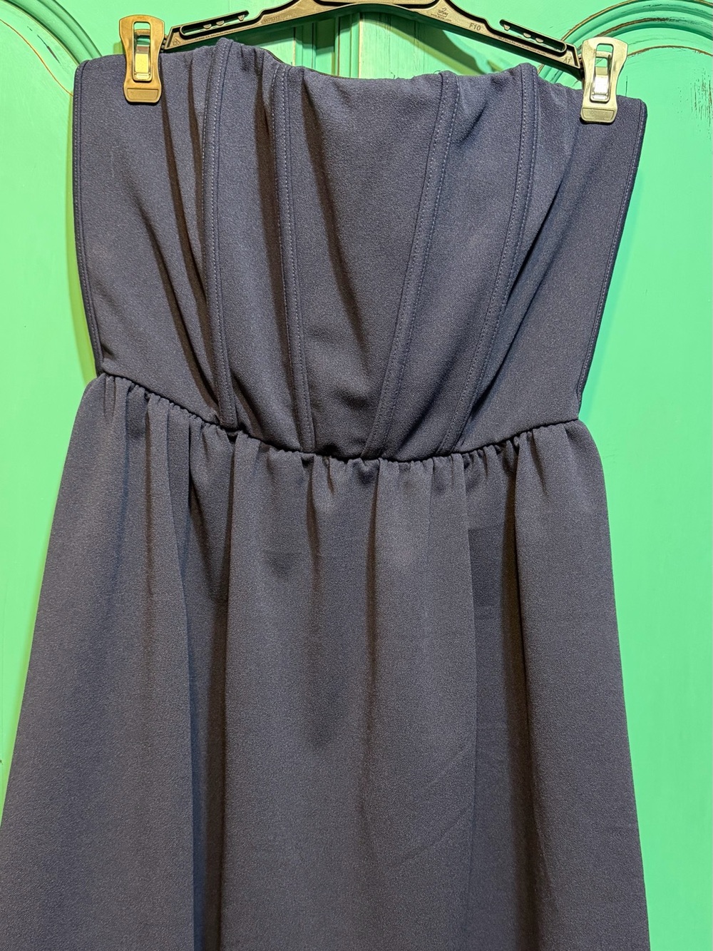 Altar'd State Strapless Navy Blue Gathered Waist Dress